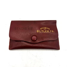 Vintage Sewing Kit Souvenir of Butler PA Maroon Vinyl Travel Set Thread & Pins