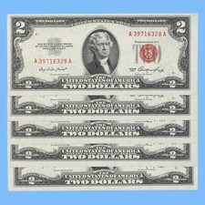 Two Dollar Red Seal Lot $2 Bill ~ Rare UNC Uncirculated Notes ~ Currency Lot