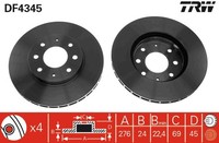 2X Bremsscheibe Trw DF4345 FüR Mitsubishi Galant 8 6 Lancer 5 7 EA2A EA2W Gti