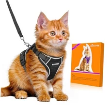  Cat Harness and Leash Set [MAX Safety 4th-Gen Medium (13-18lb) H600 Pro Black