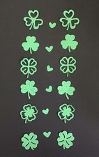 Spring Clover Shamrocks Set of 6 Die Cut Embellishments 2 each 12 pcs Green