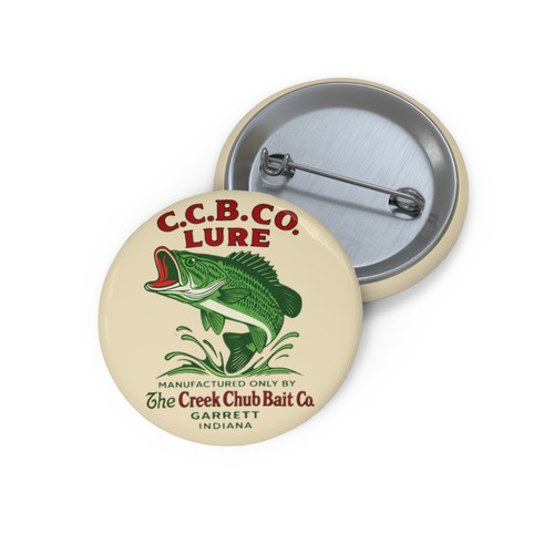 C.C.B.Co. Creek Chub Bait Co. Garrett IN Fishing Pin Vtg Style Pinback Button - 第 1/7 張圖片