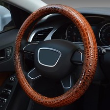 Leather Steering Wheel Cover with Air Holes   Non-Slip Rubber Grip, Universal F
