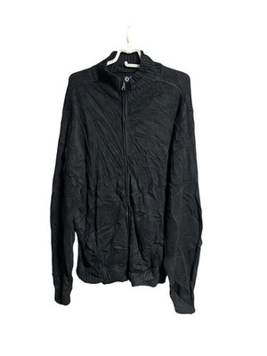 Chaps Strickjacke XL Schwarz Baumwolle Reißverschluss Basic Cardigan Herren