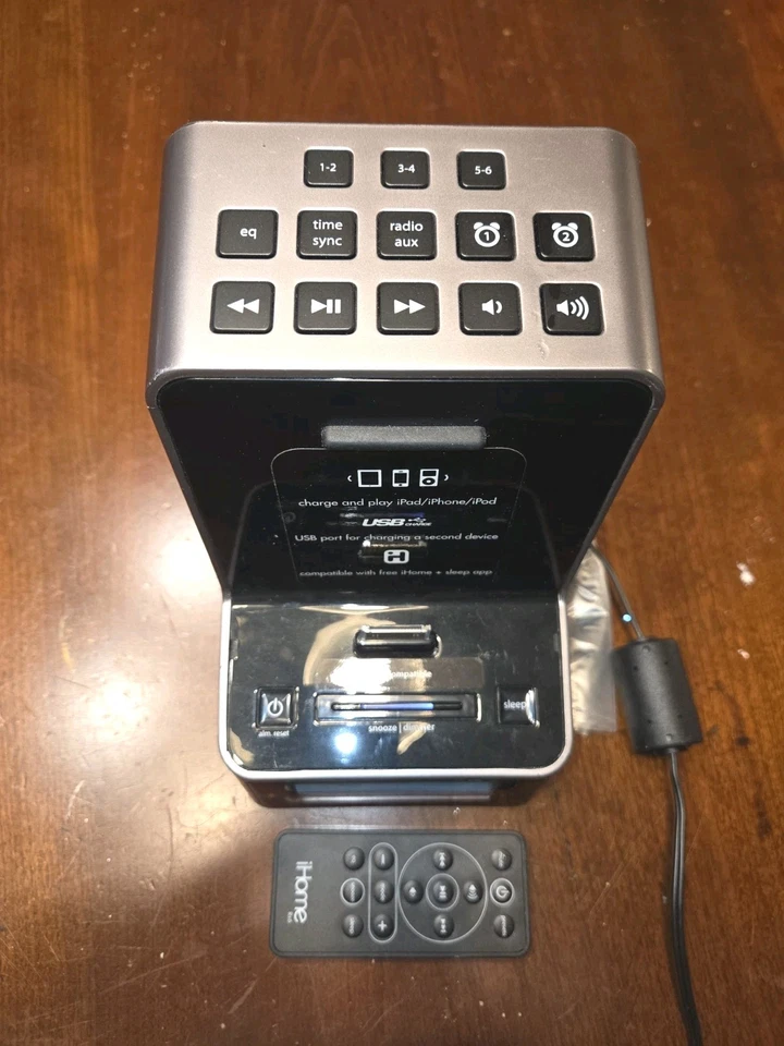 iHome ID37 будильник радио док-станция iPod iPhone iPad USB с пультом дистанционного управления протестирован - Изображение 3 из 4