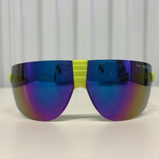 Vintage 80s BOLLE "CONTOUR" Neon Yellow Shield Sunglasses France RARE FIND