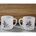 Vintage Milk Glass Federal Glass Co or Fire King? Bird Mugs 1950s or 1960s