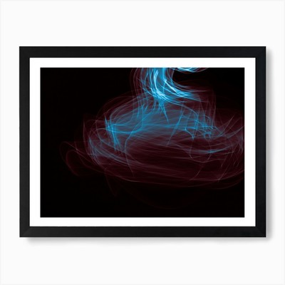 Leuchtendes abstraktes geschwungenes blaues und neu gerahmtes Wandbild Poster Leinwanddruck Bild