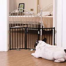 Free Standing Short Dog Gate, 16.5'' Tall Foldable Dog Fence for Indoor  Out...