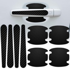 8Pcs Car Door Handle Protector Stickers, Black Carbon Fiber Vinyl Wrap Cover Pro