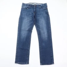 Lee Jeans Mens 36x32 Straight Taper Fit Stretch Medium Wash Mid Rise Blue Denim