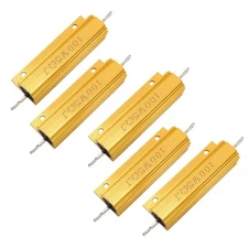 Waziaqoc 5 Pcs 100W 5 Ohm Aluminum Case Resistor, Screw Tap Chassis Mounted L...