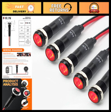 5Pcs 8MM LED Indicator Light 12V 24V Waterproof Metal Pilot Lamp Red Signal