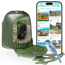  Smart Bird Feeder with Camera, AI Bird Identifier & 4MP Color White light