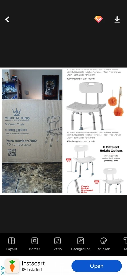 Medical king Shower Chair Set of 3 - Includes Back Scrubber & Additional Spon... - Image 2 of 4