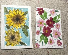 Aceo Original Mixed Media Art - floral