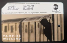 Vampire Weekend Metrocard, Version 3- Mint condition