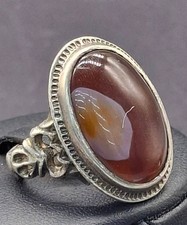 Original Yemeni Aqeeq Ring - Natural Agate Engraved Handmade Ring