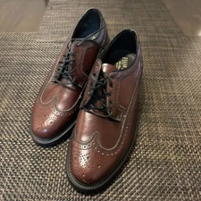 Vintage Hanover Wing Tip Leather Shoes Cordovan Men's 8E Made In USA Comfort