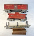 Vintage 1930s Marx 0 Gauge Tin Litho Train Cars Lot Boston Maine Log Car