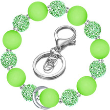 Wristlet Keychain, Silicone Beaded Wrist keychain with Key Ring for Women, Elast