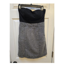 Vintage Charlotte Russe Black Gray Strapless Sheath Dress Sweetheart Neckline, M