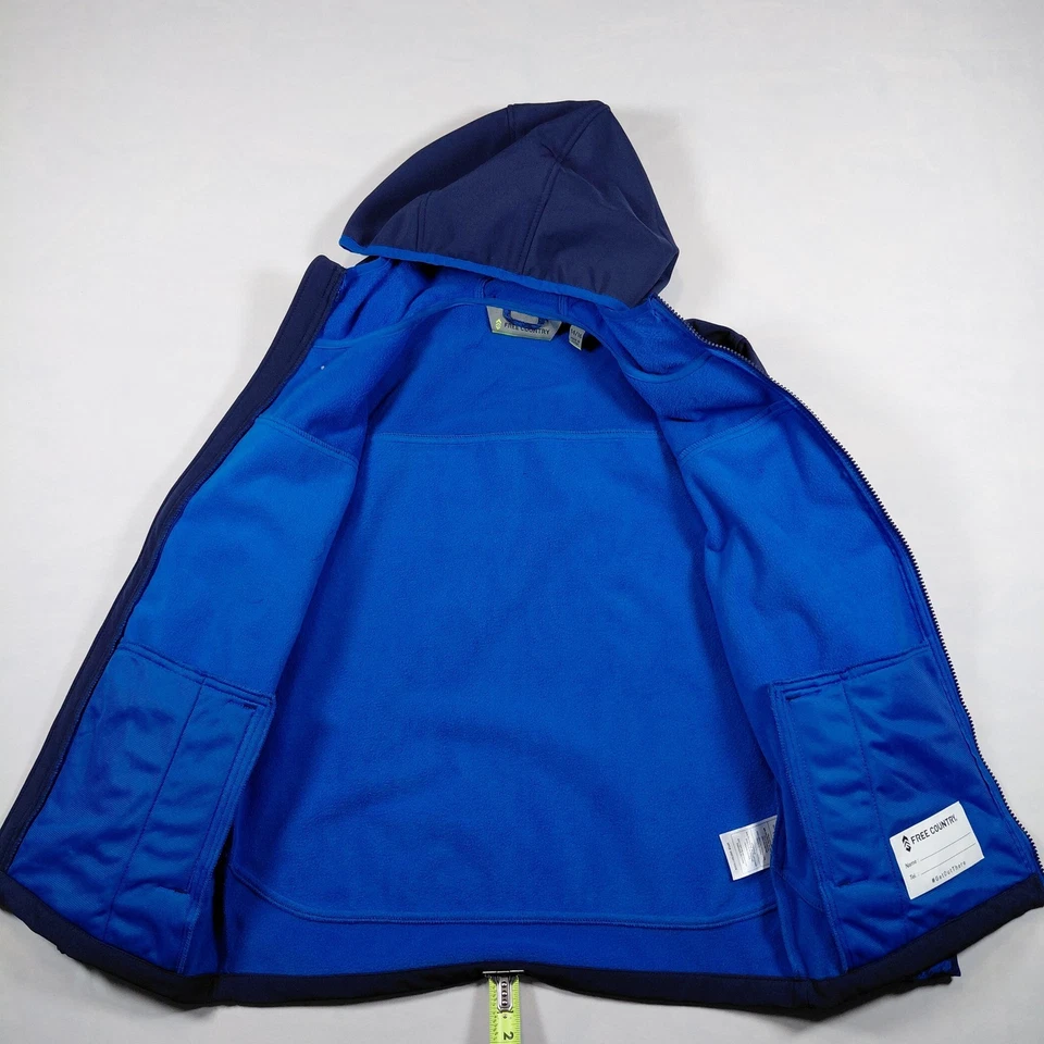 Free Country Boys Softshell Hooded Jacket Blue Geometric Print Size 14-16 - Image 3 of 4