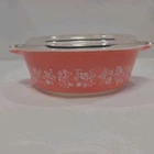 RARE FANTASTIC 1950s PYREX 1pt #471 Casserole + Lid (SET) Pink Gooseberry Bowl