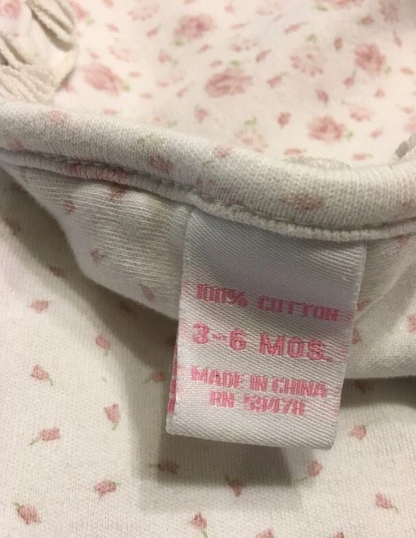 3-6 Mos Vtg Floral Baby Receiving Blanket Pink White Ruffle Trim 24x30 Rosebud - Image 4 of 4