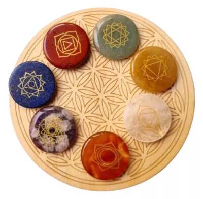 Set 7 Chakras Cristales Energ  ticos Flor De La Vida