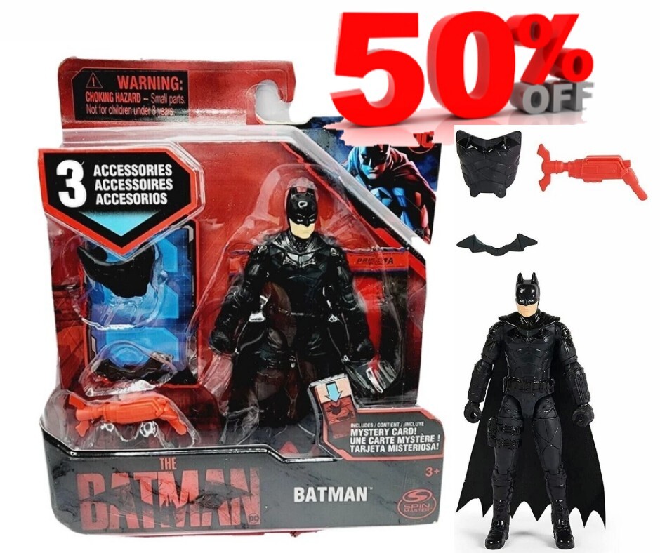 DC Comics Batman 4-inch Action Figure with 3 Accessories&comma; Batman Toys for Kids