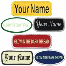 Uniform/Workshirt Name Patches Embroidered in Pastel GLOW Thread. Multiple Sizes