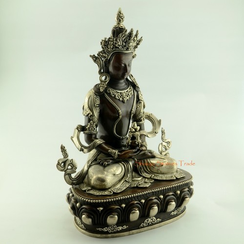 Estatua de Aparmita fina tallada a mano de cobre oxidado de 16,5" de Patan, Nepal - Imagen 4 de 10