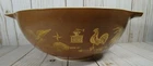 Vintage Early American 4 Quart Pyrex Mixing Bowl Brown & Gold Americana #444 QT