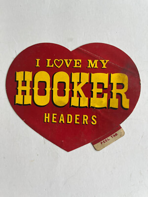 Original Vintage Hooker Headers Heart Sticker -4.5x3.5   (7G)