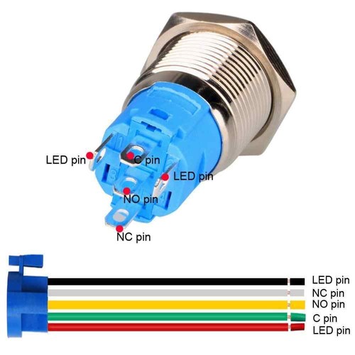 Interruptor De Botón De Bloqueo 19 Mm On/off 12v-24v 5a Led Verd - Imagen 2 de 4