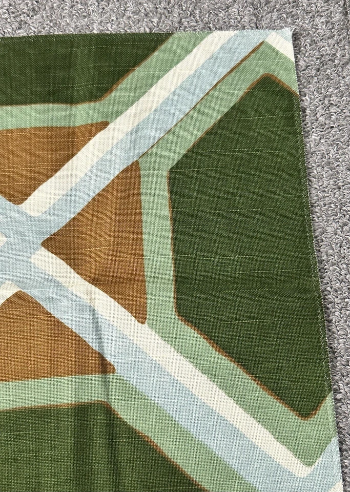 "Muestra de tela Robert Allen 25,5"" x 26"" coco malaquita mod geométrico verde azul" Foto 3 de 4