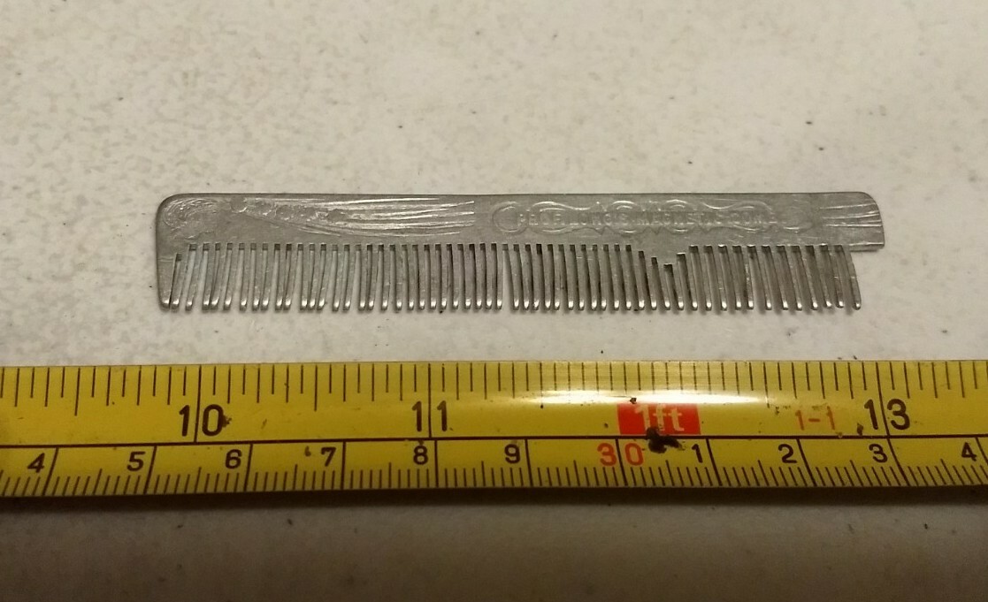 Vintage Prof. Long's Advertisting Metal Mustache Comb Medical