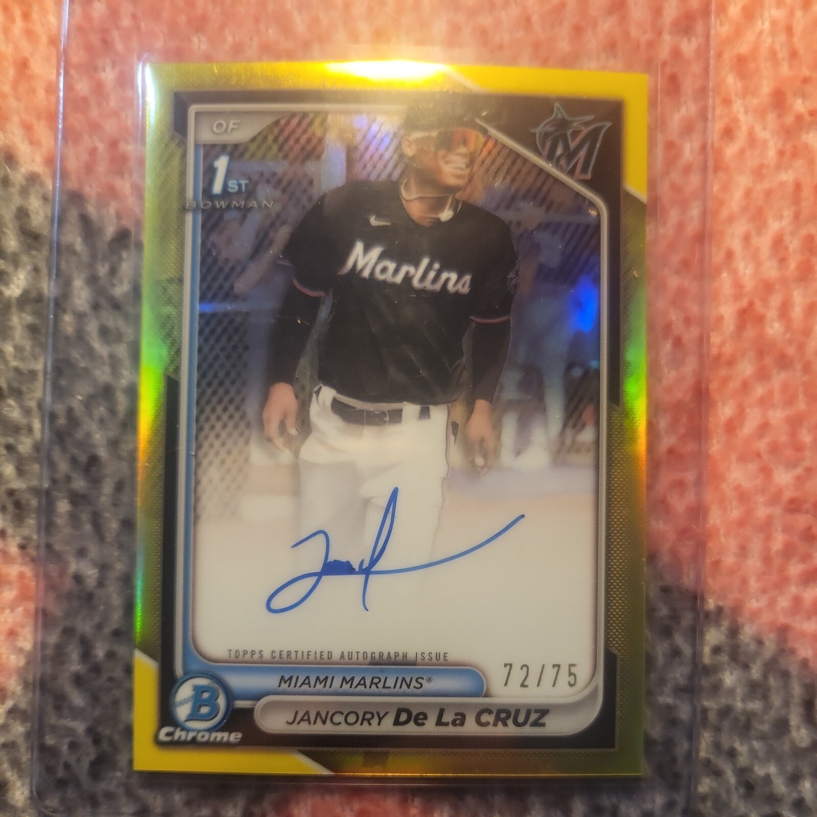 2024 Bowman Chrome Jancory De La Cruz Yellow Auto /75 Miami Marlins CPA-JDL