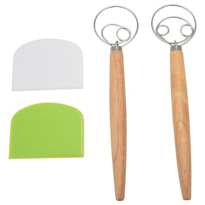 Danish Dough Whisk Hand Mixer,2Pcs Stainless Steel Dough Mixer with 2 Dough7728