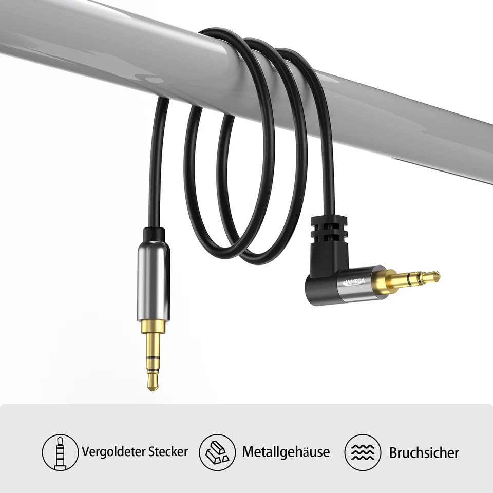 3,5mm Klinken Kabel Winkel AUX Kabel Stereo Audio Hifi Tablet Klinke Audiokabel - Bild 3 von 4