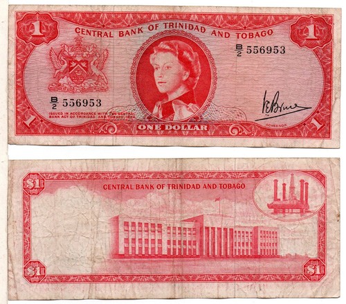 TRINIDAD UND TOBAGO 1 Dollar (QEII) 1964, Pick 26a, sehr schön