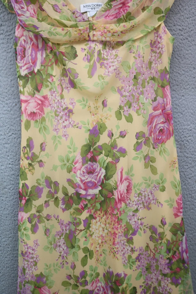 Miss Dorby Vintage Floral Chiffon Midi Dress-Cottagecore-Fairy-Size 8-Feminine - Image 4 of 4