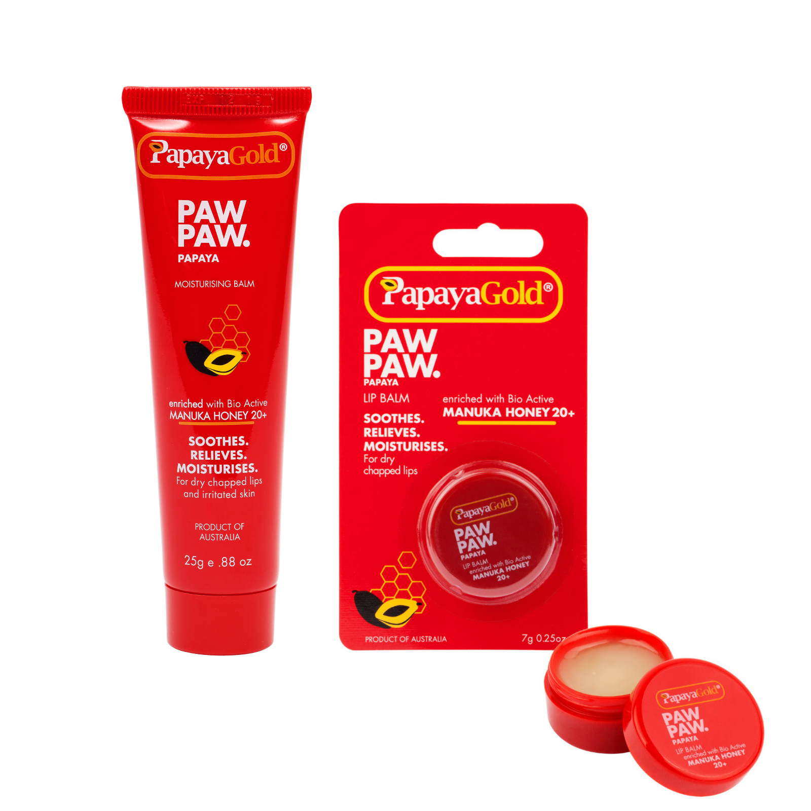 PapayaGold Paw Paw Care Bundle -Enriched with Papaya and Manuka Honey(7g & 25g)