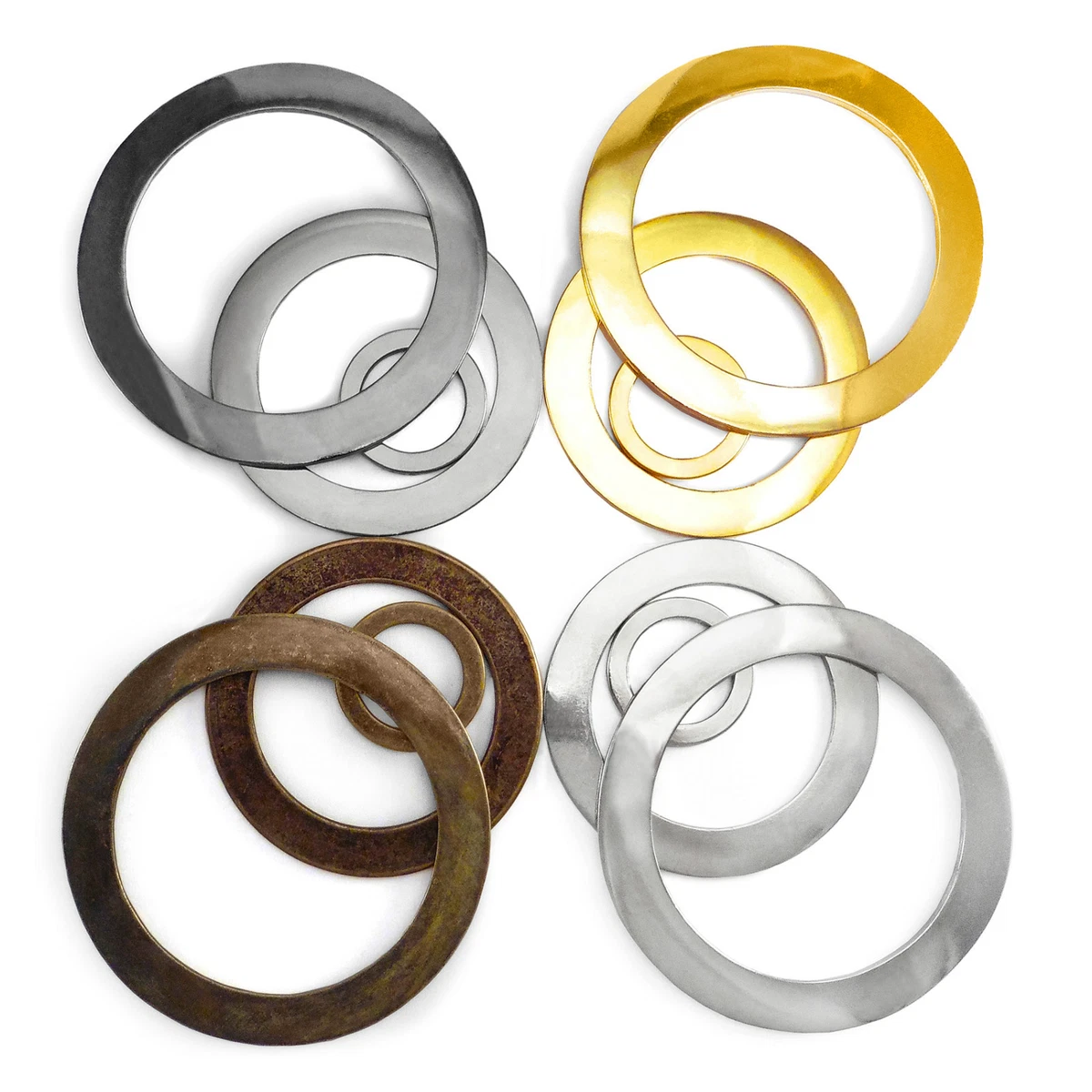 Large solid cast wide O rings metal bags collars craft 30 66 83 mm