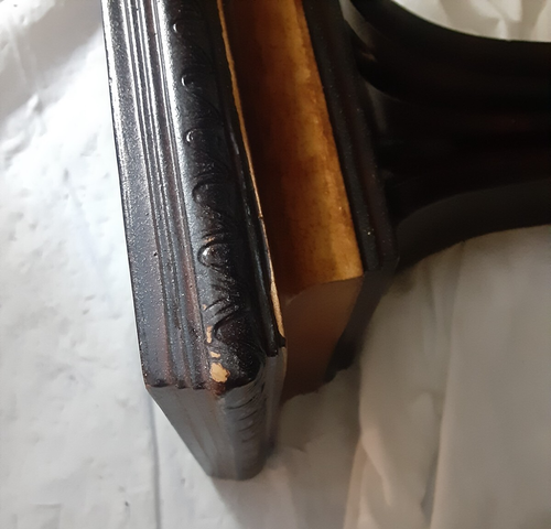 2 Stück Deko Holz Giebel Wandregal verziert dunkelbraun mit Goldakzent Borte - Bild 15 von 16