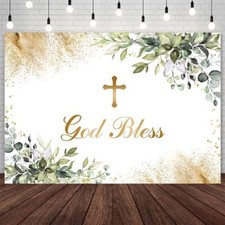 7x5ft God Bless Baptism Backdrop First Holy Communion Christening Photography...