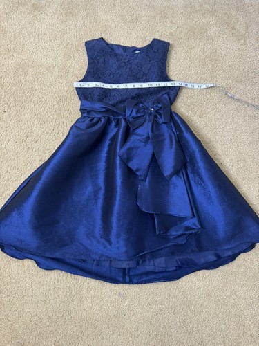 Rare Editions Navy Blue Dress For Girls, Sleeveless, Bowl At The Waist. - Picture 14 of 14