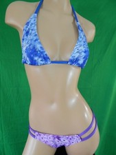 Exotic dancer stripper royal blue/purple 2 piece bikini dance outfit - dancewear