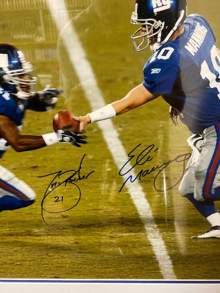 ELI MANNING TIKI BARBAR DUAL SIGNED GIANTS SIGNED FRAMED 16X20 PHOTO STEINER COA - Image 2 of 4